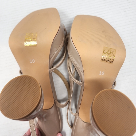 New Nude Strappy Heels Sculpted Heel Size 10 - Picture 7 of 7